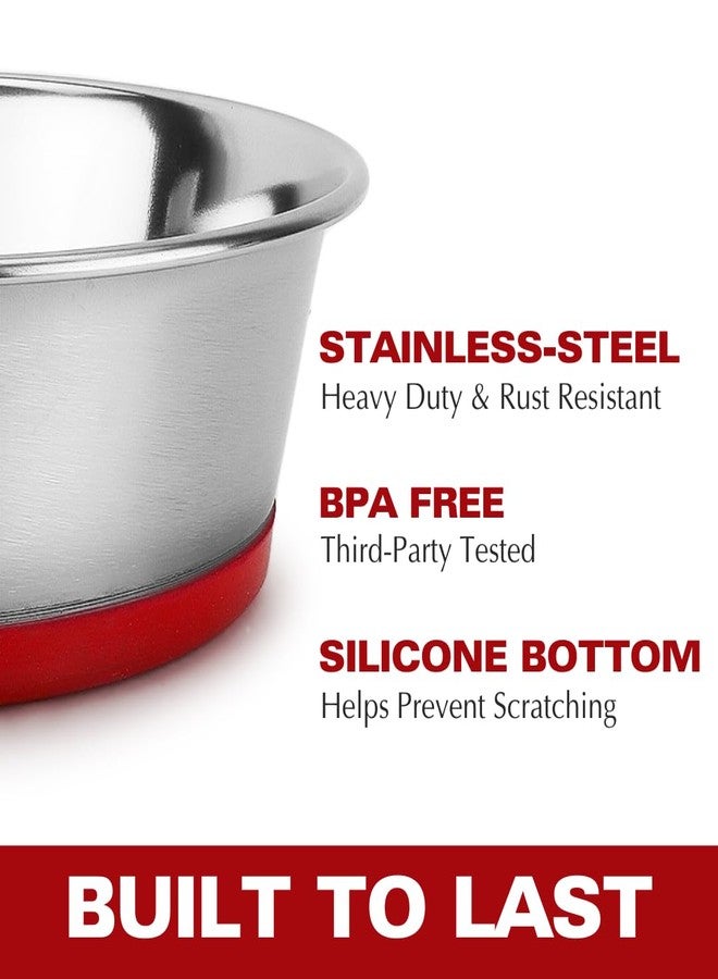 Basil Stainless Steel Heavy Dish Anti Skid Food, Water Feeding Bowls & Silicon Bottom (Size- Small(500ml)) for Dogs, Cats Pets - Image 2